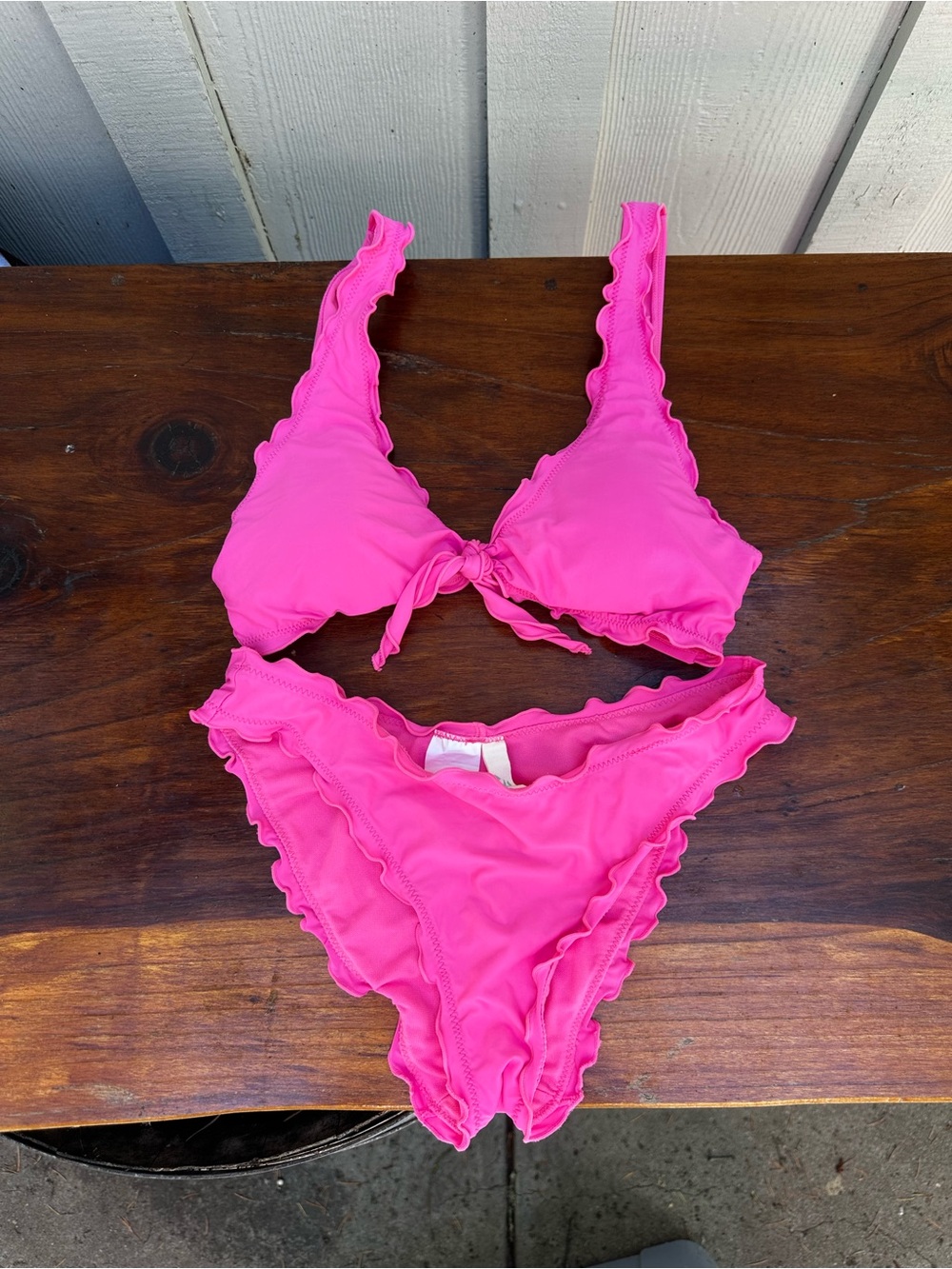 Hobie Hot Pink Ruffled Two-Piece Bikini